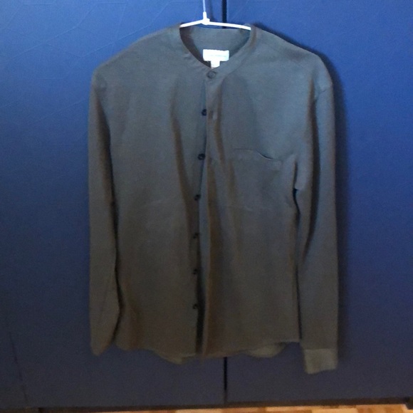 CLUB MONACO dark green Band collar shirt size XS - Picture 5 of 9